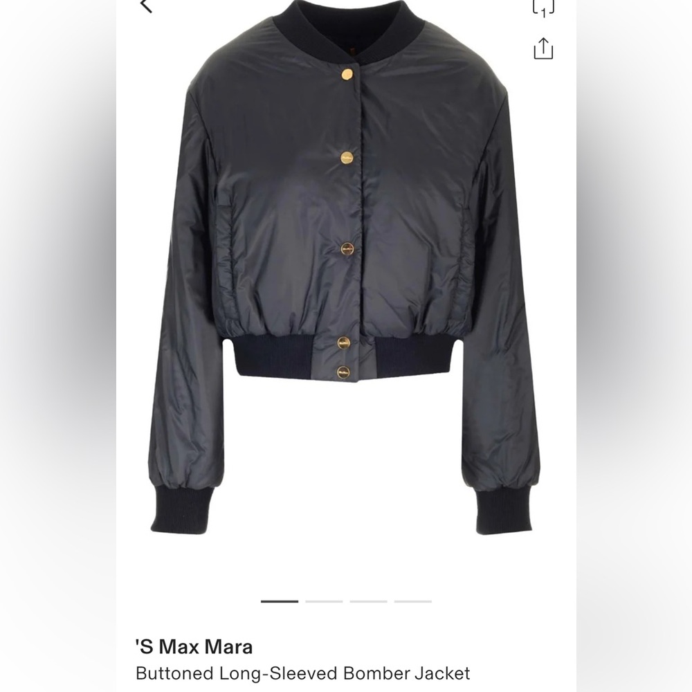 MaxMara Navy Button Bomber Jacket